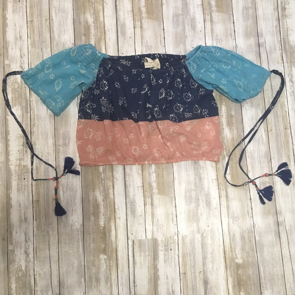 Anthropologie KOPAL Crop Top Short Sleeve Boho Off Shoulder NWT